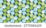 Water lily seamless pattern on dark. Pond leaf background for house decor, fabric print, nature wallpaper. Vector illustration