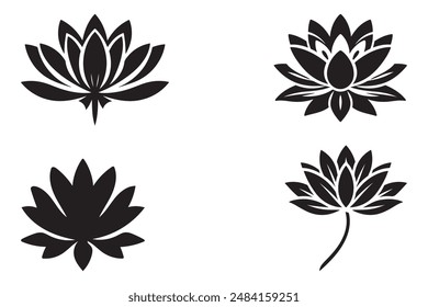 Water Lily Silhouette vector icon set