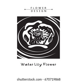 Water Lily, Spatter-dock Flowers, Nenuphar Blossom. Vector Illustration. 
The result of black and white auto-trace adapted for easy use.