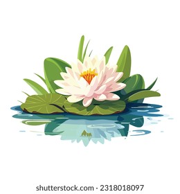 water lily vector 2d flat color white background