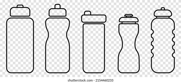 Water line bottle icon set. Vector illustration isolated on transparent background