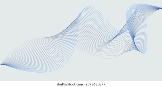 Water Line Concept Design with Text Space. Light Blue Smooth Line, Elegant and Cute Design on White Background. Vector Illustration.