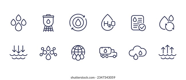 water line icons, water resources and supply