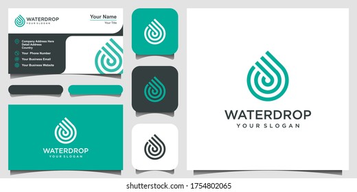 water line logo design. Droplet with line art style for mobile concept and web design. business card design