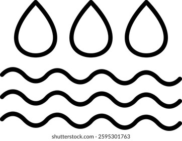 Water Line Vector Icon Design