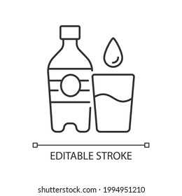 Water linear icon. Hydration for fitness. Mineral aqua. Fluids to avoid thirst. Thin line customizable illustration. Contour symbol. Vector isolated outline drawing. Editable stroke - Shutterstock ID 1994951210