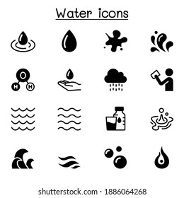 Water, liquid, aqua icon set vector ilustration graphic design