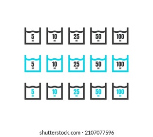 Water Liquid Capacity Millilitres Color Vector Icon Set
