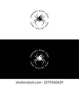 Water Liquid Drop Black Spider Widow Tarantula Emblem Badge Label Illustration Logo Design Vector