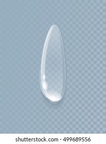 Water liquid drop isolated on transparent background. Water splash, droplets. Nature eco sign symbol. Wet and environment, clean droplet, bubble aqua, natural fresh illustration. Vector long drop