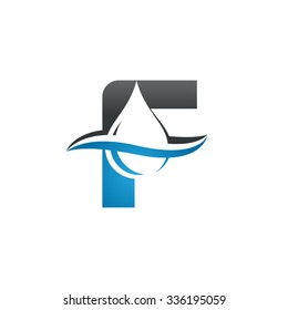 Water liquid drop logo, Letter F