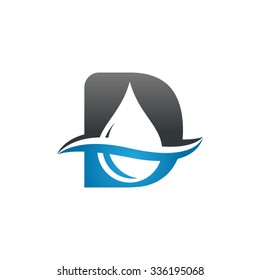 Water liquid drop logo, Letter D