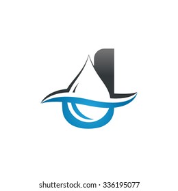 Water liquid drop logo, Letter J