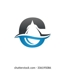 Water liquid drop logo, Letter C