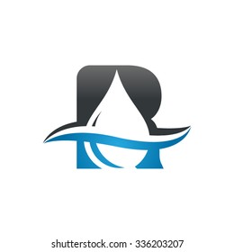 Water Liquid Drop Logo, Letter R