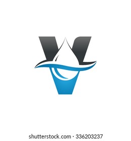 Water liquid drop logo, Letter V
