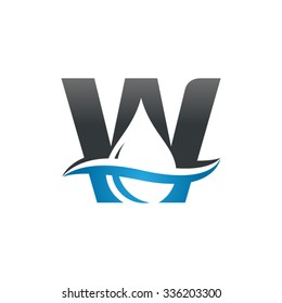 Water Liquid Drop Logo, Letter W