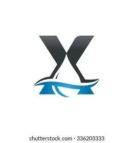 Water liquid drop logo, Letter X