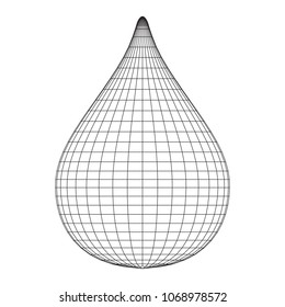 Wasser- oder Flüssigkeitstropfen Drahtgitter Low-Poly-Netz Vektorgrafik.