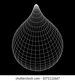 Water or liquid drop wireframe low poly mesh vector illustration.