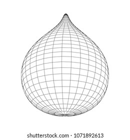Water or liquid drop wireframe low poly mesh vector illustration.