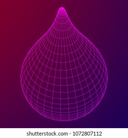 Water or liquid drop wireframe low poly mesh vector illustration.