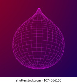 Water or liquid drop wireframe low poly mesh vector illustration.