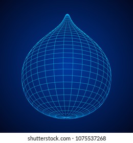 Water or liquid drop wireframe low poly mesh vector illustration.