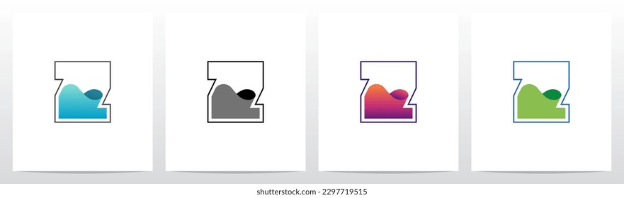 Líquido de agua dentro de la letra Diseño de logotipo Z