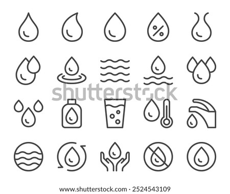 water and liquid line icon set,vector and illustration