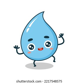 Water Liquid Mascot Blue Fluid Character Sticker Beaming Cute Water Drop Cartoon Kawaii