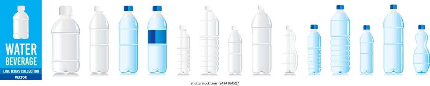 agua, líquido, envasado, mascota, frasco, vector