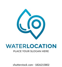 Water location vector logo template. This design use pin symbol. Suitable for nature.