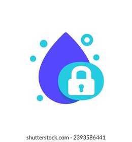 Water lock icon, drop and padlock vector