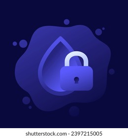 Icono de bloqueo de agua, caída y candado, diseño vectorial