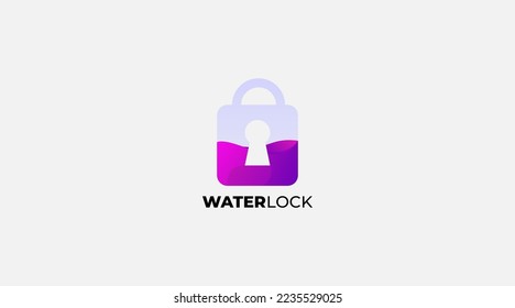 Water lock vector logo design template symbol