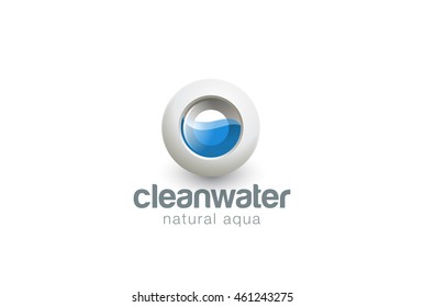 Water Logo 3D abstract Hexagon shape vector template.