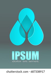 water logo abstract. 4  water icon and 1 in center 
design for emblem company, social organizations or any business more. you can use this vector for cover book and magazine.