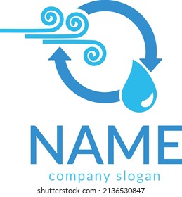 Wasserlogo. Abstraktes Logo mit blauem Kreis, Symbol des Unternehmens für sauberes Wasser, zuverlässiges Produkt- und Dienstleistungszeichen. Design-Vorlage für reine Wassertropfen-Technologien. Vektorgrafik.