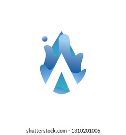 water + a logo blue