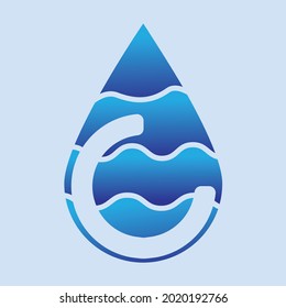 water logo with blue gradient color and with negative space in the form of the letter c. Logos for big companies related to water