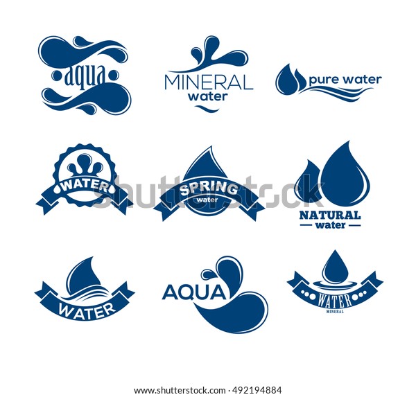 Water Logo Blue Logos Set Water Stock Vector Royalty Free 492194884