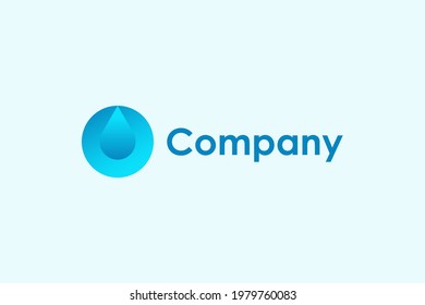 Water Logo. Blue Motion Water Drop Icon with Circle Shape isolated on Blue Background. Usable for Business, Science, Healthcare, Medical and Nature Logos. Flat Vector Icon Design Template Element.