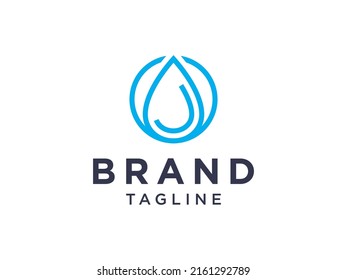 Water Logo. Blue Motion Water Drop Icon with Circle Shape isolated on White Background. Usable for Business, Science, Healthcare, Medical and Nature Logos. Flat Vector Icon Design Template Element.
