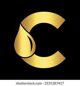 Logotipo del agua combinado con la letra C Plantilla de Vector