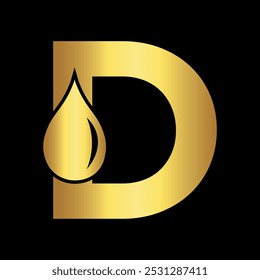 Water Logo combine with letter D vector template