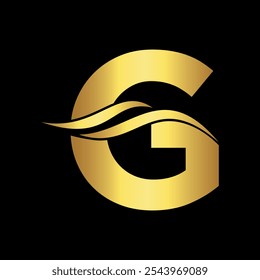 Water Logo combine with letter G vector template