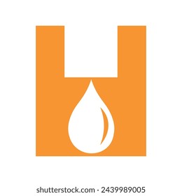 Water Logo combine with letter H vector template