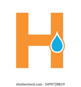 Water Logo combine with letter H vector template