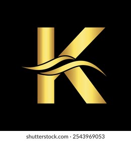 Water Logo combine with letter K vector template